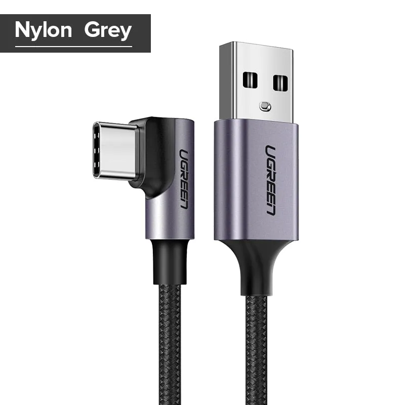 Ugreen 3A USB Type C 90 Degree USB C Cable for Samsung Galaxy S10 S9 Plus Xiaomi Mi 8 6 MAX 3 LG USB C Fast Charging Data Cable