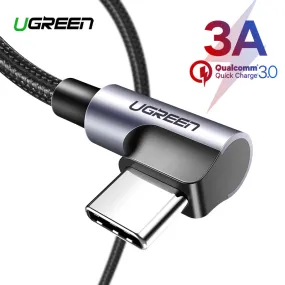 Ugreen 3A USB Type C 90 Degree USB C Cable for Samsung Galaxy S10 S9 Plus Xiaomi Mi 8 6 MAX 3 LG USB C Fast Charging Data Cable