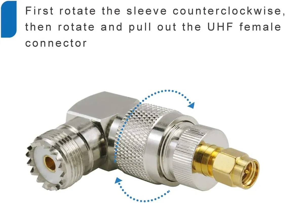 UHF Male PL-259 to UHF Female SO-239 L Shape Right Angle 90 Degree RF Coax Coaxial Adapter Connector（Pack of 4）