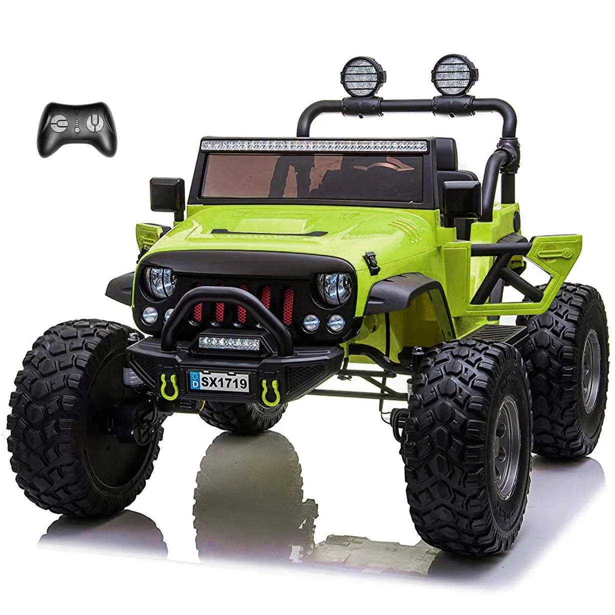 Upgraded 24V | 2025 Licensed Off-Road Lifted Monster JEEP Wrangler | Leather Seats | Rubber Tires | 2 Seater | 4x4 | Remote