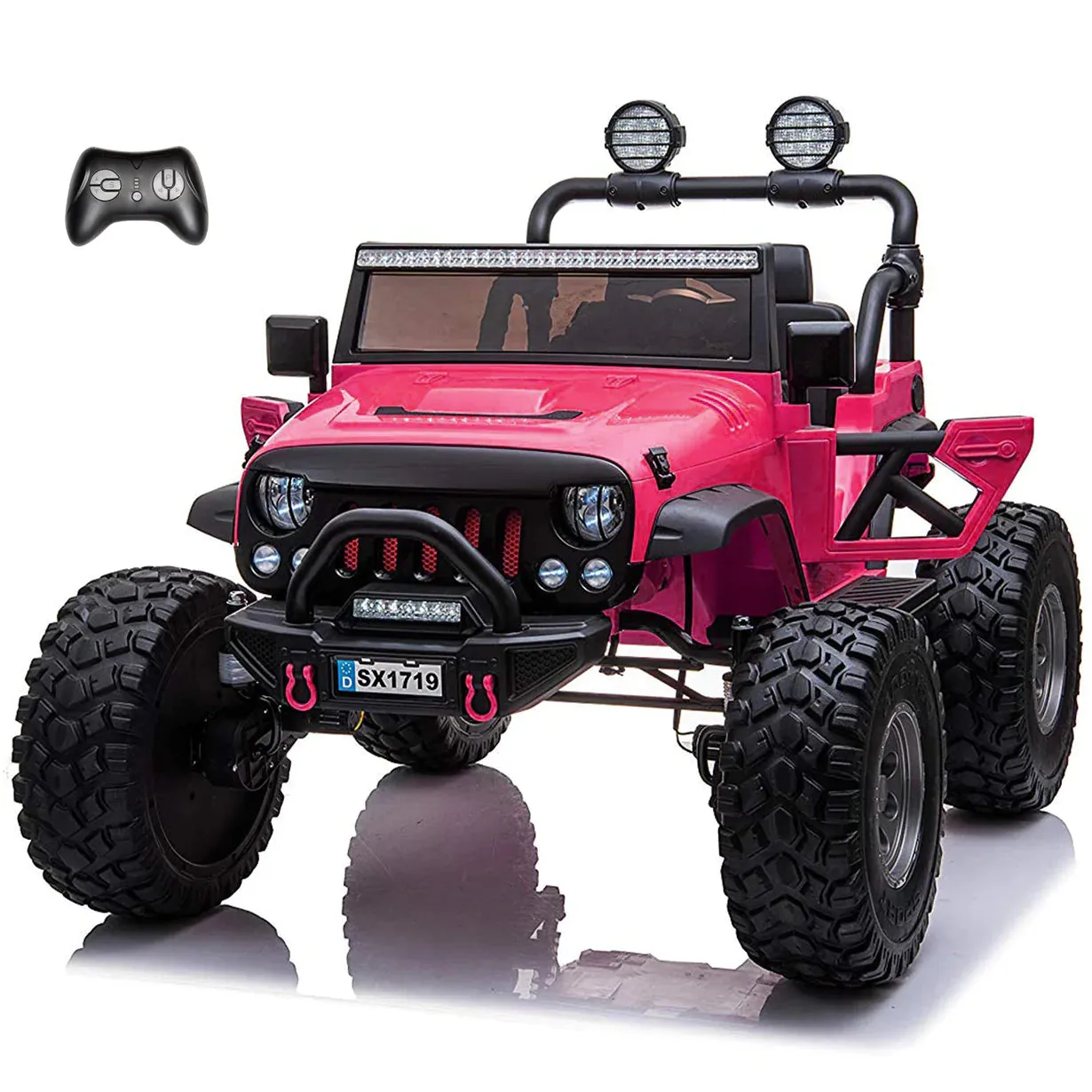 Upgraded 24V | 2025 Licensed Off-Road Lifted Monster JEEP Wrangler | Leather Seats | Rubber Tires | 2 Seater | 4x4 | Remote