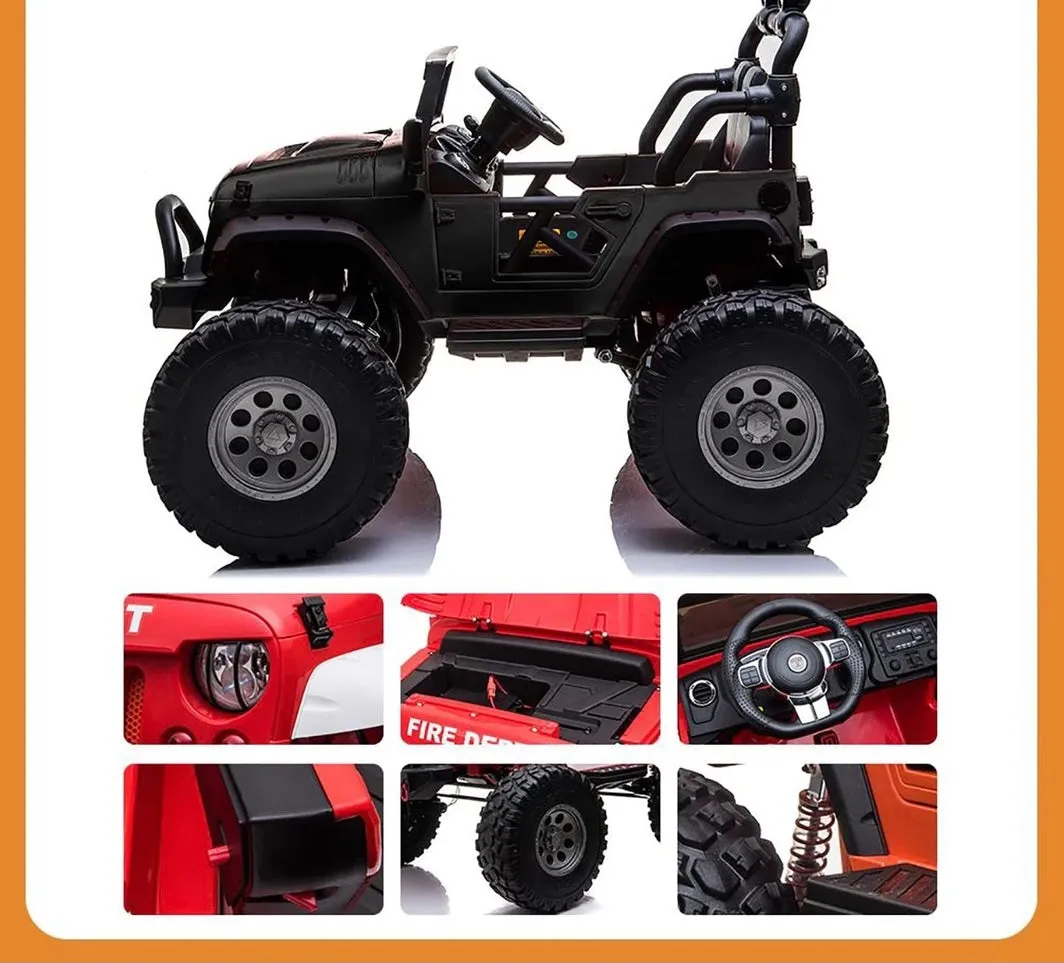 Upgraded 24V | 2025 Licensed Off-Road Lifted Monster JEEP Wrangler | Leather Seats | Rubber Tires | 2 Seater | 4x4 | Remote