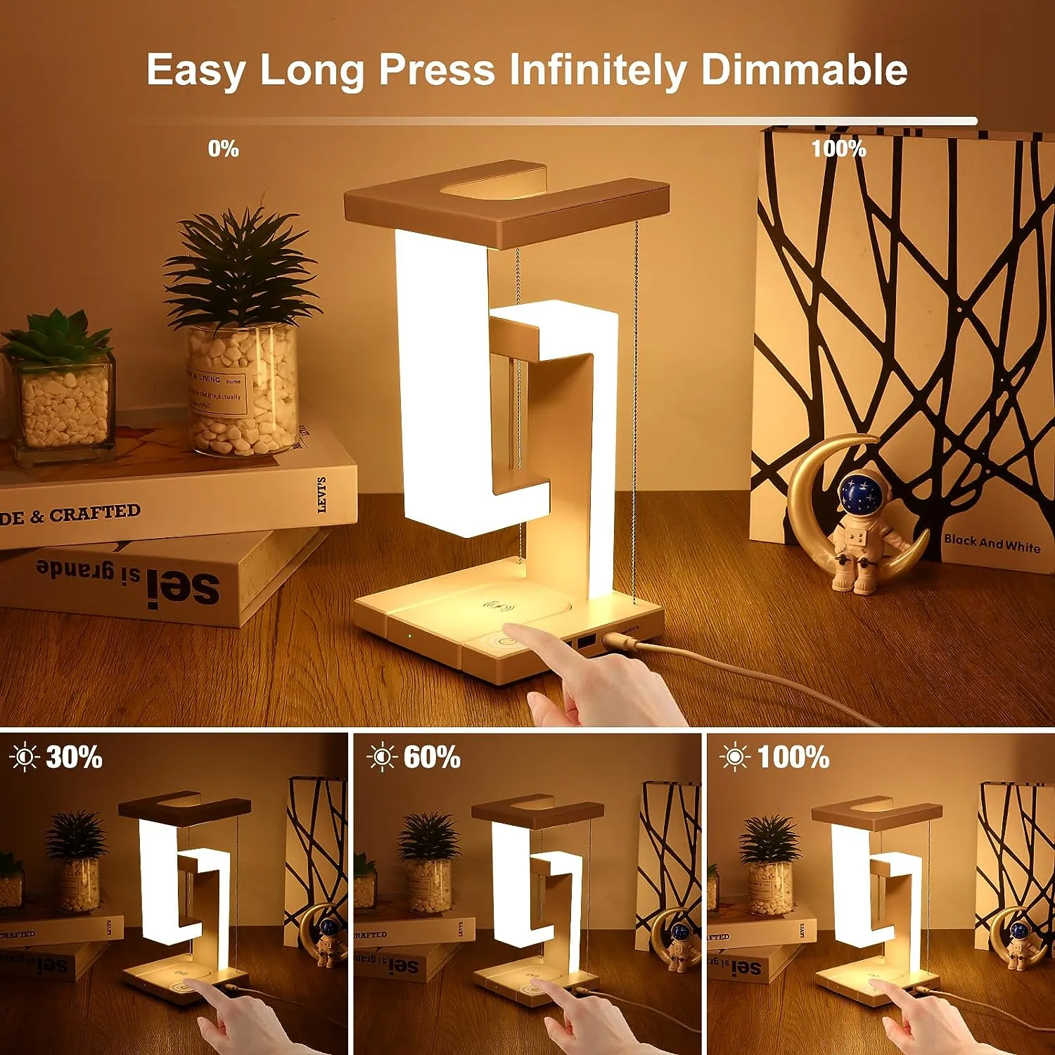 USB Dimmable Night Light with Wireless Charging