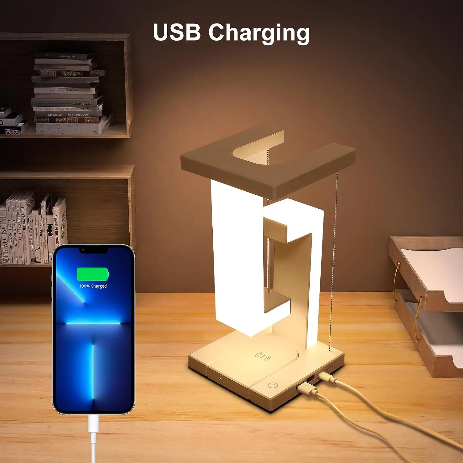 USB Dimmable Night Light with Wireless Charging