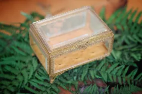 Vintage Tufted Glass Jewelry Box