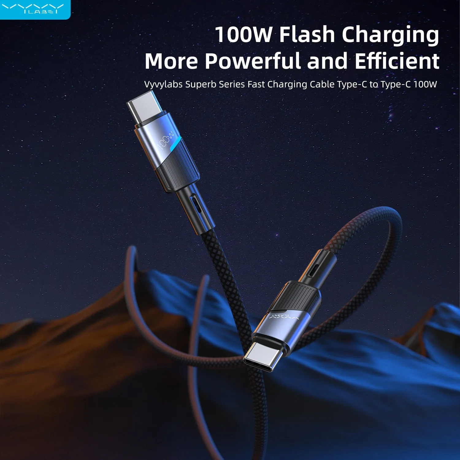 Vyvylabs Superb Series Fast Charging Cable Type-C to Type-C 100W 1M