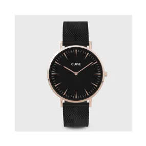 Watch - Boho Chic Mesh Rose Gold - Black/Black