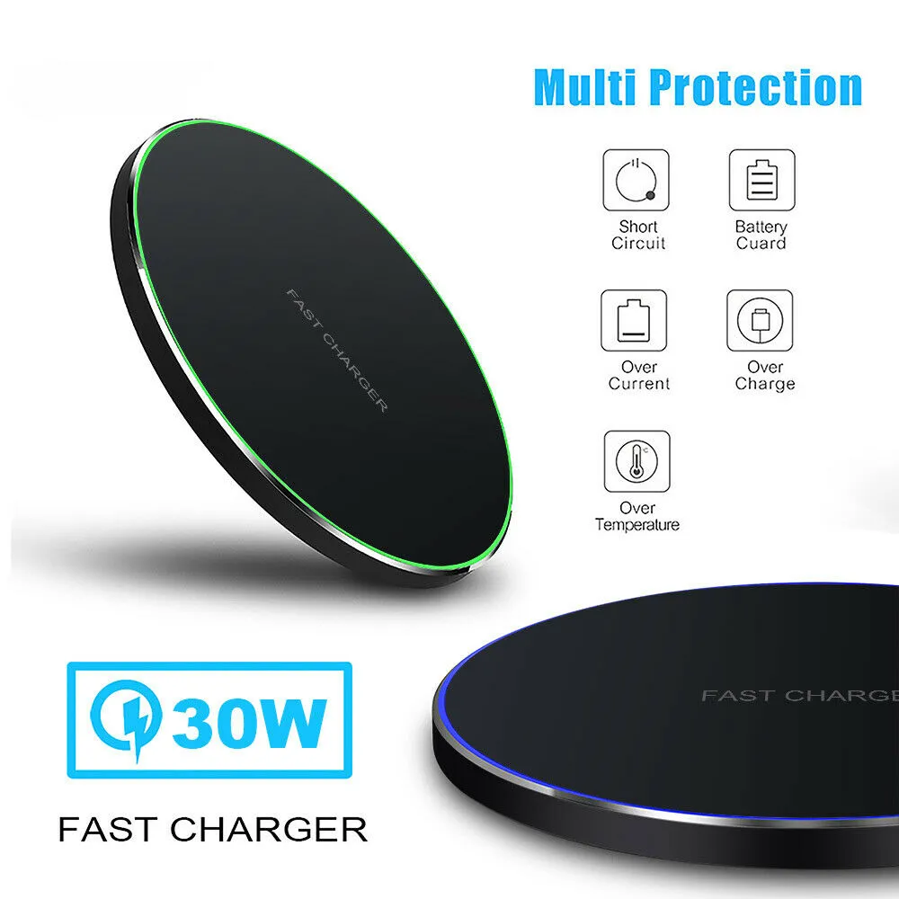 Wireless Fast Charging Pad Mat for Samsung iPhone Android Phones